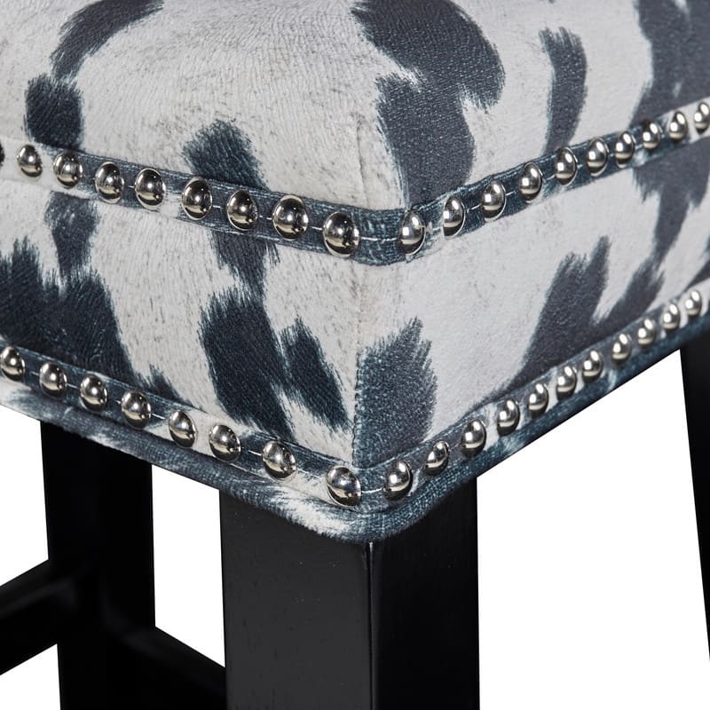 Ian Black Cow Print Bar Stool