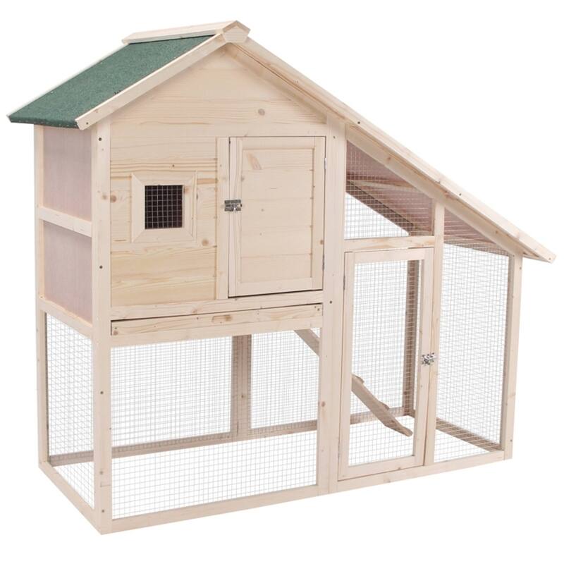 Multi-Functional Small Bunny Cage with Ramp and Backyard Run - 55" L x 25.5" W x 48" H