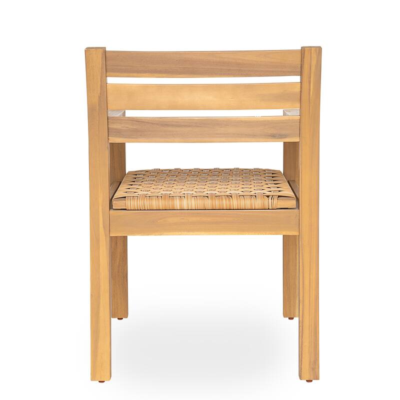 Christopher Knight Home - Rustic Outdoor Acacia Wood Dining Armchair Set (Set of 2)