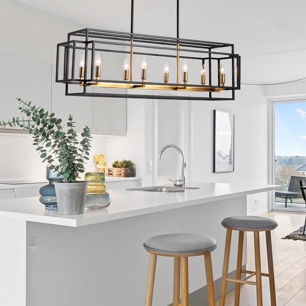 8 Light Linear Chandelier Industrial Farmhouse Kitchen Island