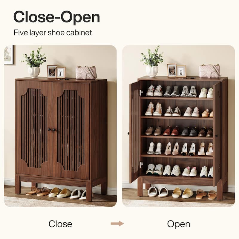 6-Tier Shoe Cabinet with Doors and Adjustable Shelves for Entryway