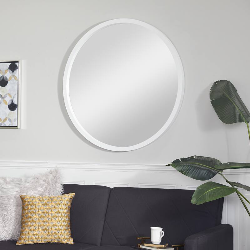 Black, White or Gold Wooden Room Wall Mirror with Thin Frame - White - 42"W, 42"H