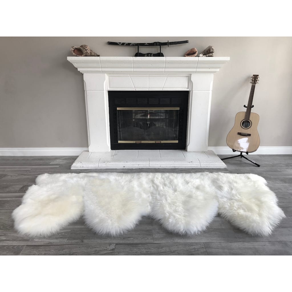 Dynasty Natural 4-Pelt Luxury Long Wool Sheepskin Shag Rug