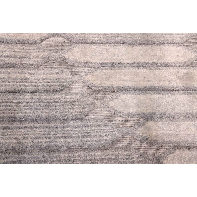 ECARPETGALLERY Hand Loomed Elysian Grey Silk Rug - 6'8 x 9'7