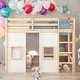 preview thumbnail 10 of 16, Wood Twin Size Loft Bed with Built-in Storage Wardrobe and 2 Windows - Perfect for Play and Sleep - Gray Natural/White