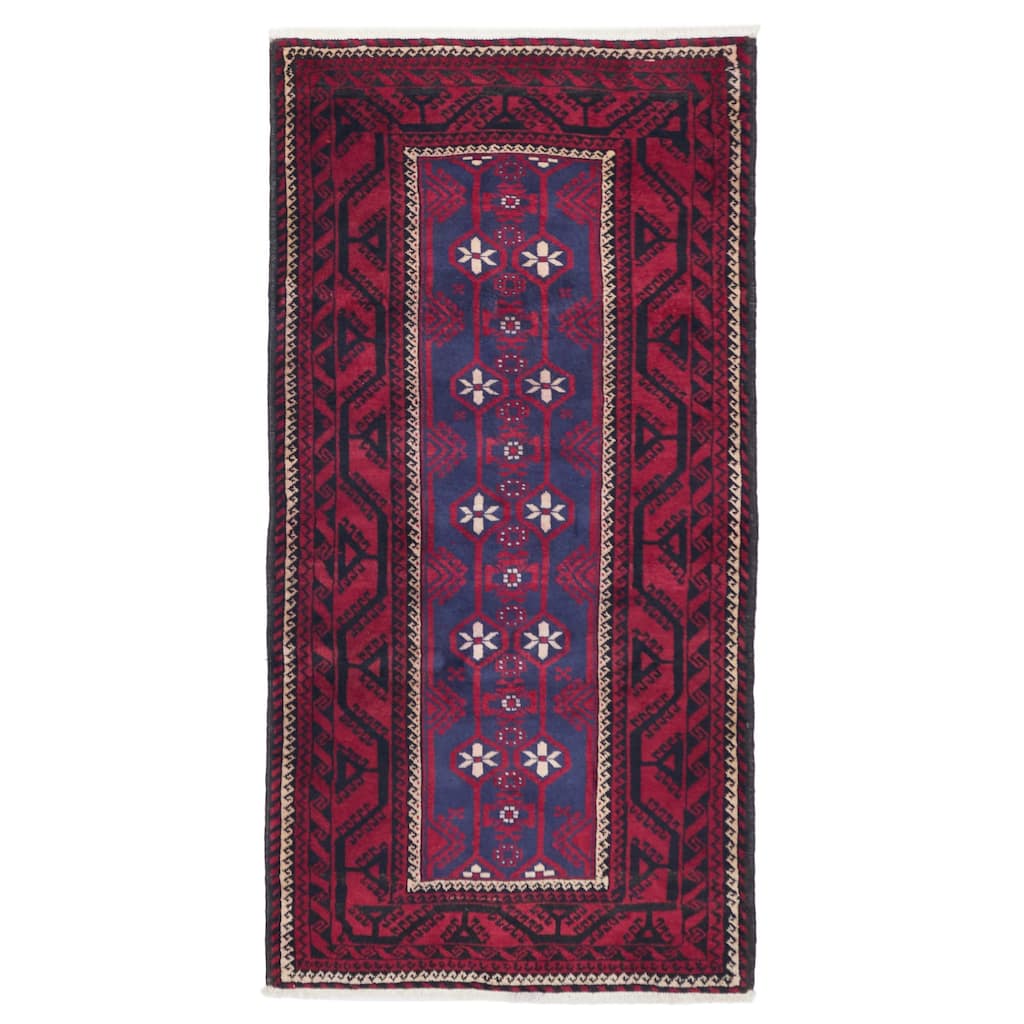 ECARPETGALLERY Hand-knotted Baluch Red Wool Rug - 3'8 x 7'6