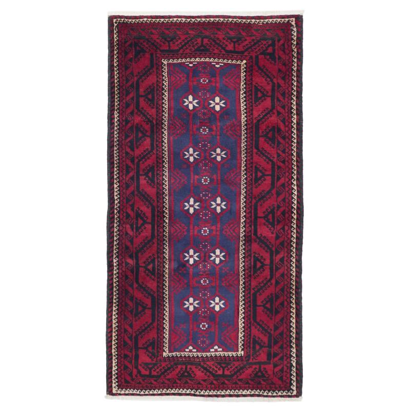 ECARPETGALLERY Hand-knotted Baluch Red Wool Rug - 3'8 x 7'6