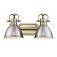 preview thumbnail 3 of 1, Yep by Golden Lighting Duncan 2-light Vanity in Aged Brass and Pewter shade - 16.5"x8.5"