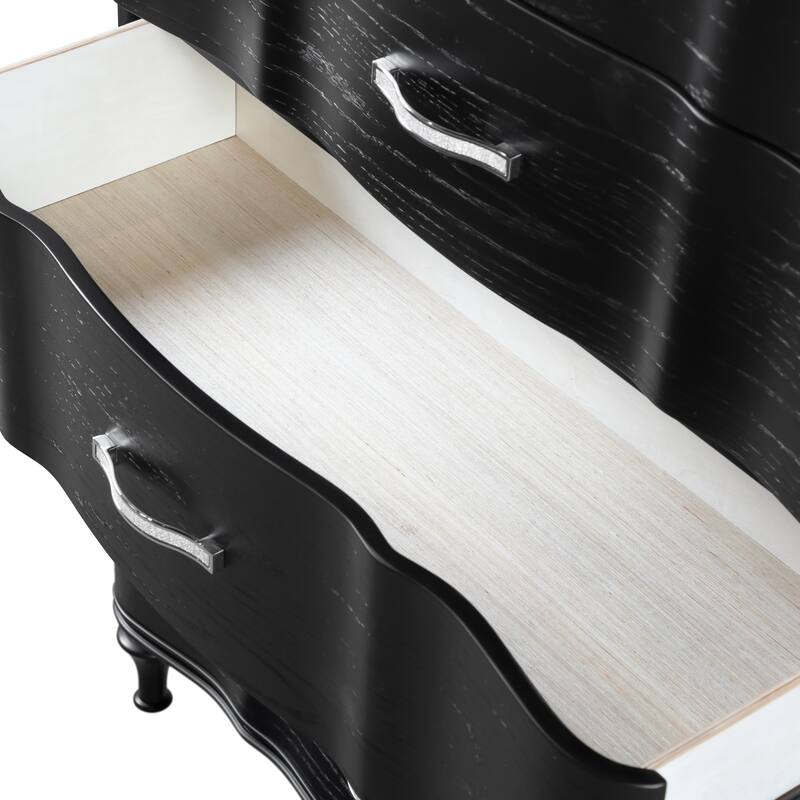 Furniture of America Seabliss Glam 3-Piece Black Solid Wood Panel Bedroom Set