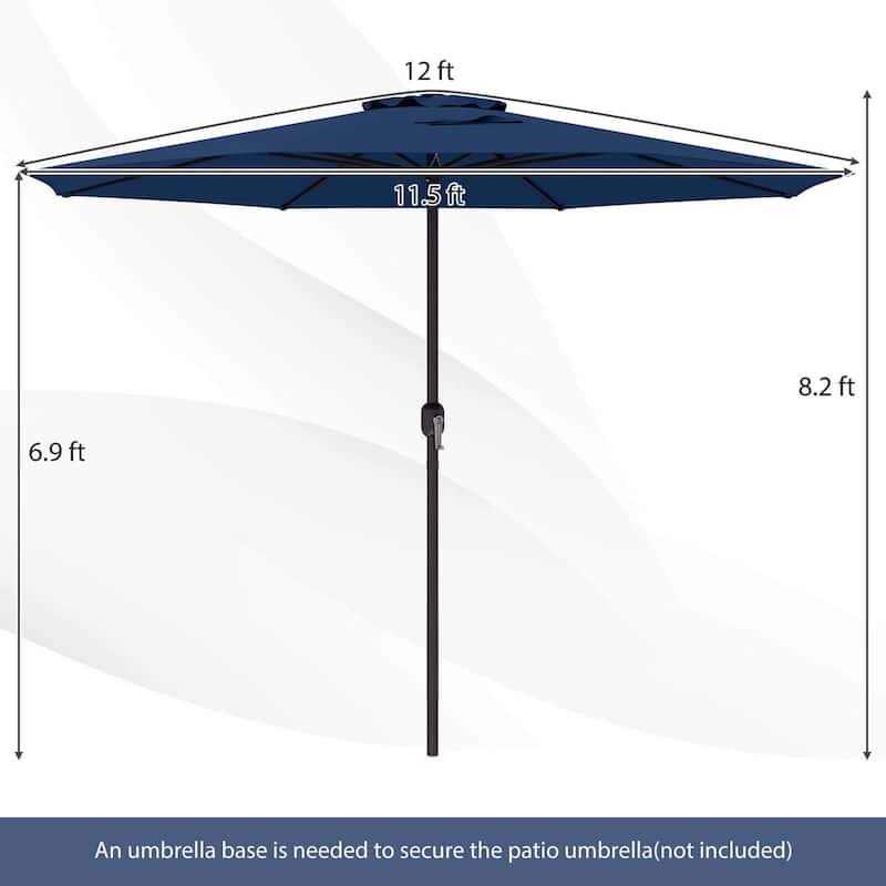 Costway 12 FT Patio Umbrella Outdoor Market Umbrella with Crank Handle