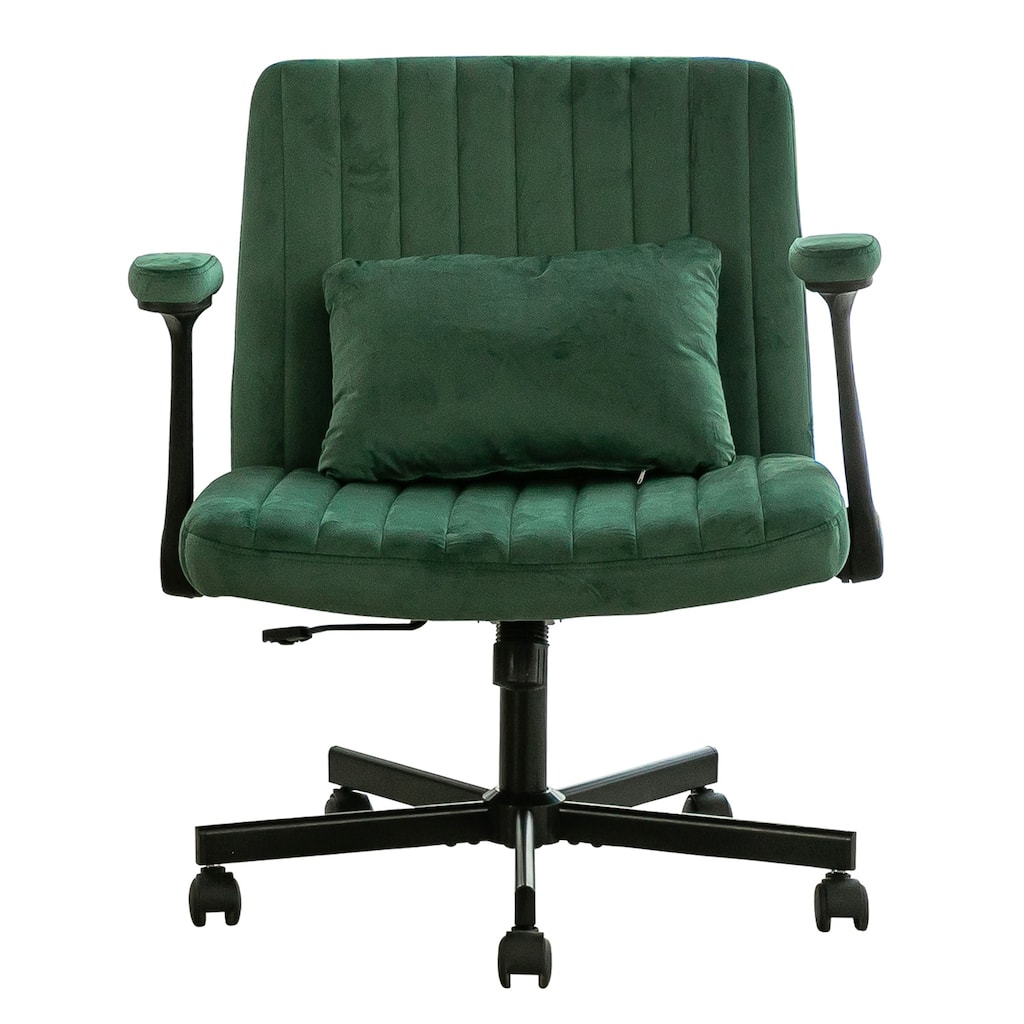Velvet Criss Cross Armrest Office Chair with Wheels - Modern for Home Office, Meditation & Creative Work