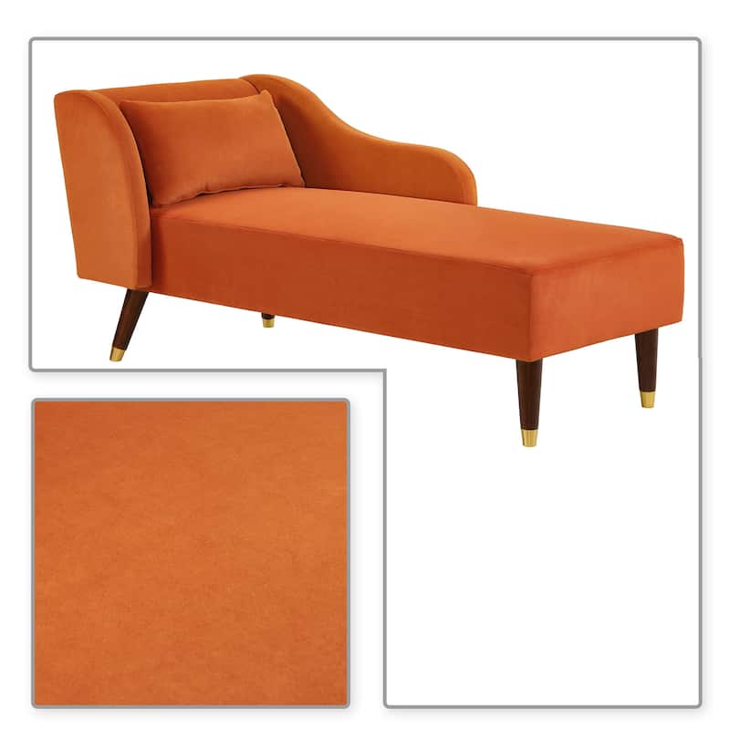 Mid-Century Vintage Velvet Upholstered Leisure Chaise Lounge with a Pillow
