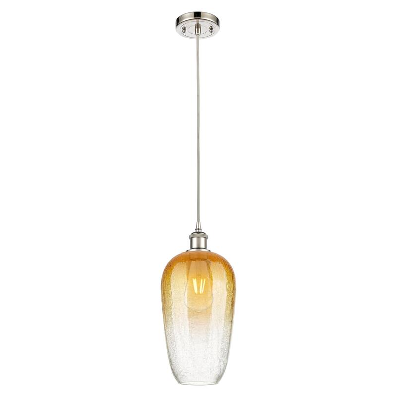 Innovations Lighting Endless Possibilities Ballston - Brookhaven Flute - 1 Light 7" Cord Hung Mini Pendant - Polished Nickel/Amber