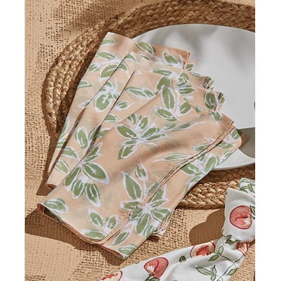 Endless Summer Leaf Napkin Set of 4 - Colorful Cotton Kitchen Textiles, Machine Washable, Perfect for Summer Dining - 20 x 20