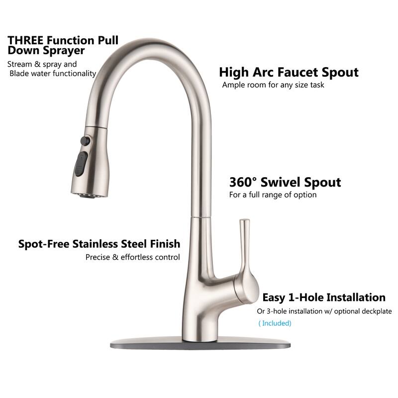 DORNBERG High Arc Pull Down Kitchen Sink Faucet