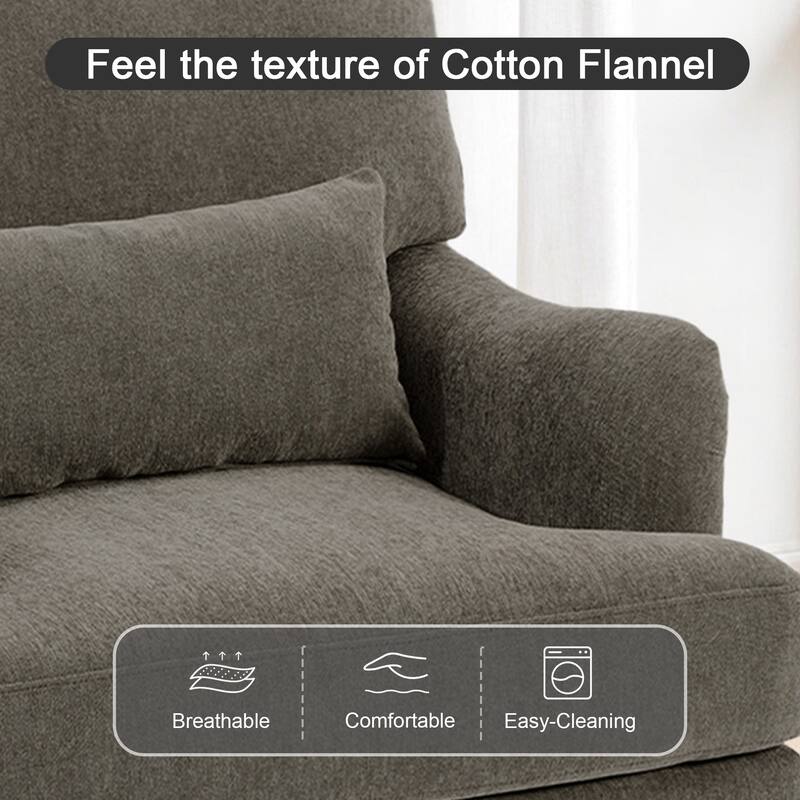 Chenille Accent Chair with Lumbar Pillow Nailhead Living Room