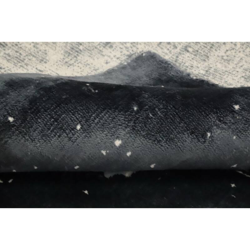 Hand Knotted Oriental Viscose Silk Carpet Modern Pictorial Greys & Charcoal Abstract Area Rug - 7' 8'' X 5' 6''