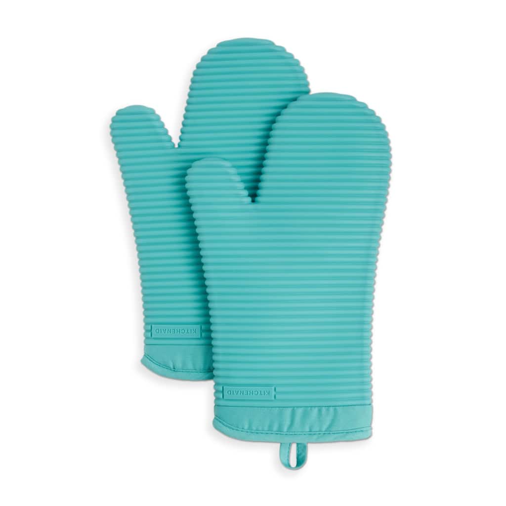 KitchenAid Ribbed Soft Silicone Oven Mitt 2-Pack Set, 7.5"x13"