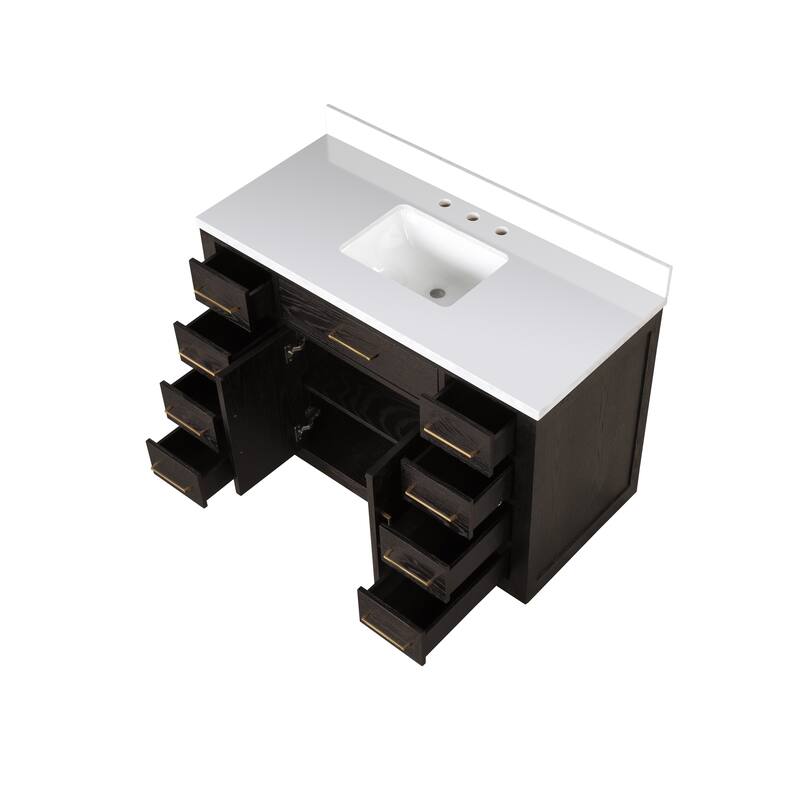 Abbey 48 in W x 22 in D Black Oak Single Bath Vanity and Cultured Marble Top