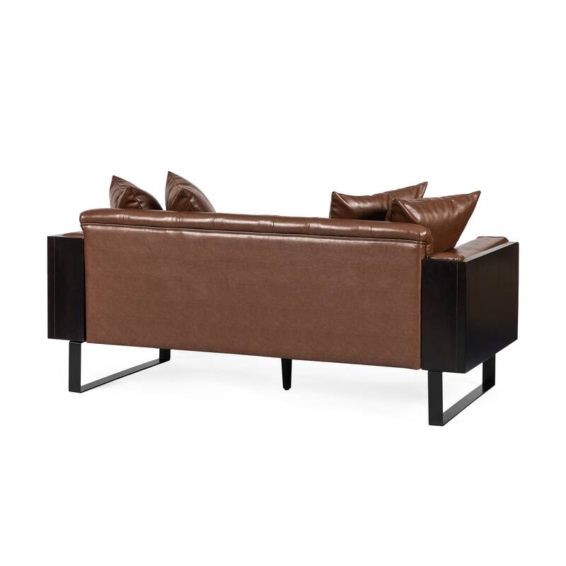 Contemporary Oversize PU Upholstered Loveseat with Pillows