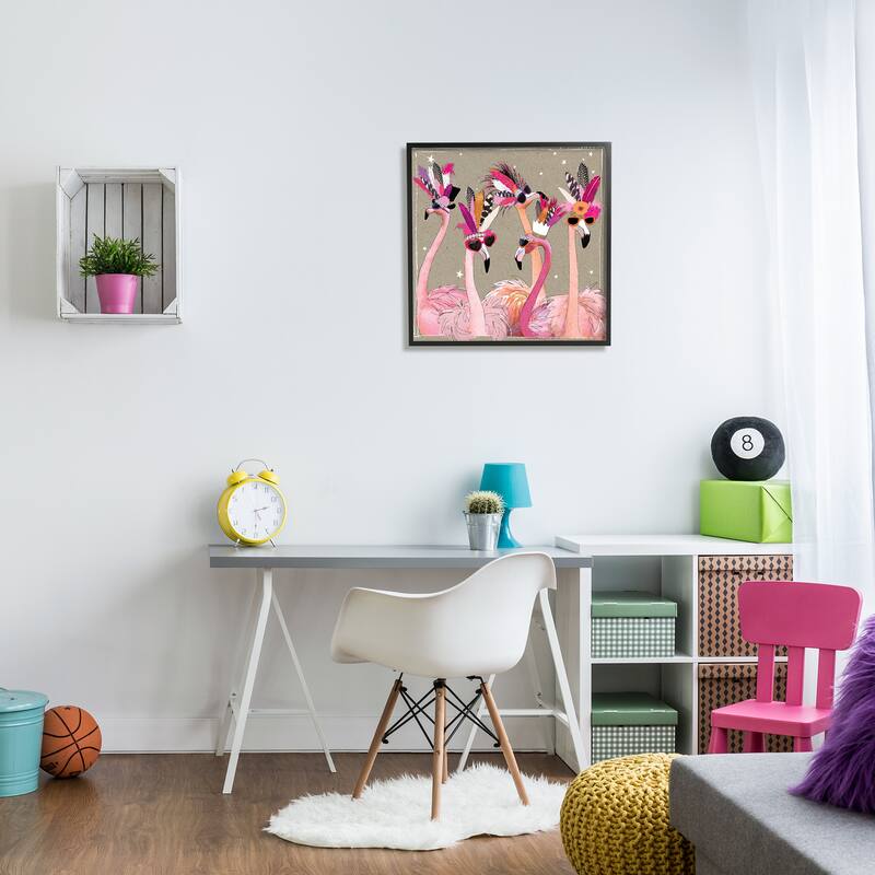 Stupell Fancy Pants Flamingos Framed Giclee Texturized Art, 12 x 1.5 x 12, Made in USA