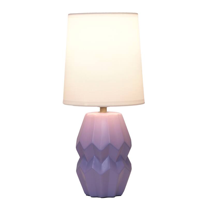 Ceramic Geometric Table Lamp with Fabric Shade for Bedroom - 6 x 6 x 13 in. (L x W x H)