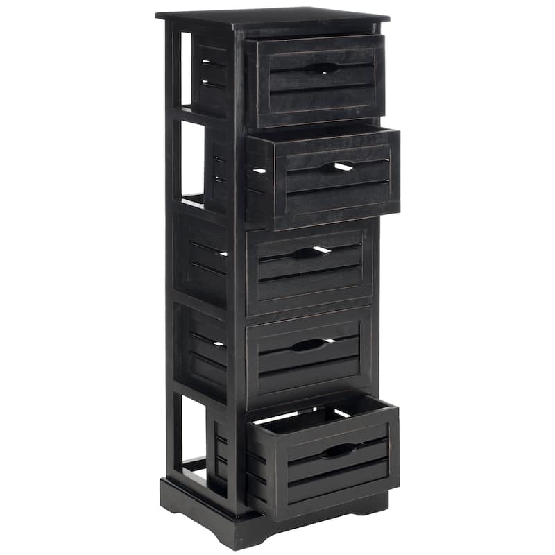 SAFAVIEH Sarina Black Storage 5-drawer Cabinet - 16.5" x 12.6" x 46.5"