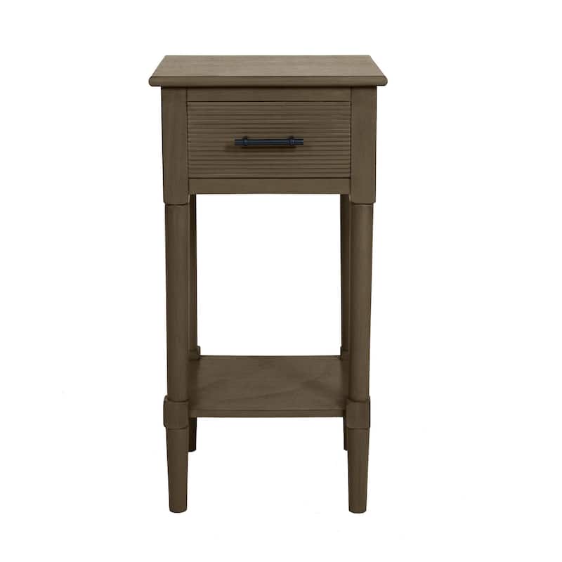 Azalea Park Ribbed Drawer Wood Accent Table with Shelf - 14 W x 13.40 D x 28 H