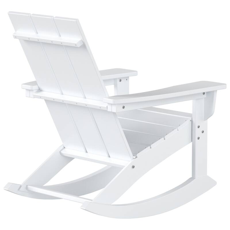Shoreside Modern Eco-Friendly All Weather Poly Adirondack Rocking Chair with Side Table (2-Piece Set)