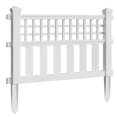 23.6" No-dig White Plastic Fencing Set Of 5 - 5-piece