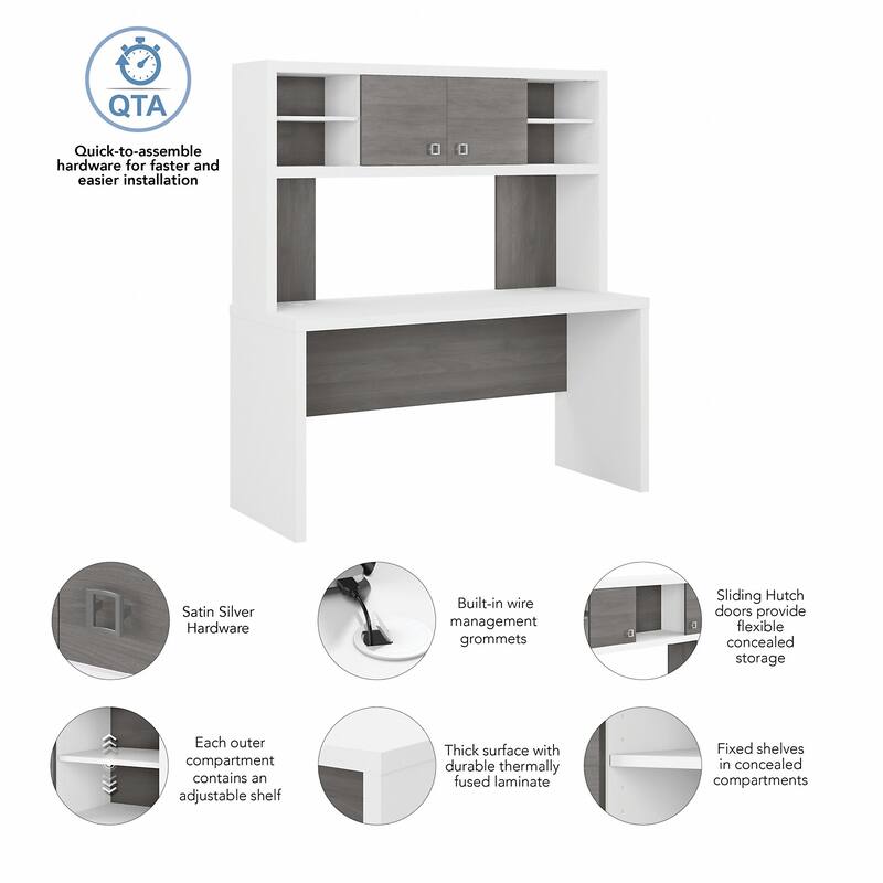 Echo 60W Credenza Desk with Hutch by Bush Business Furniture