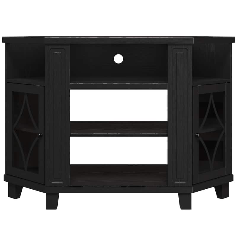 Corner TV Stands for TVs up to 55'', Media Console Table with Adjustable Shelves
