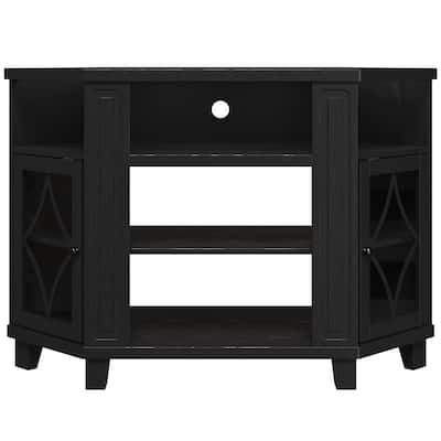 Corner TV Stands for TVs up to 55'', Media Console Table with Adjustable Shelves