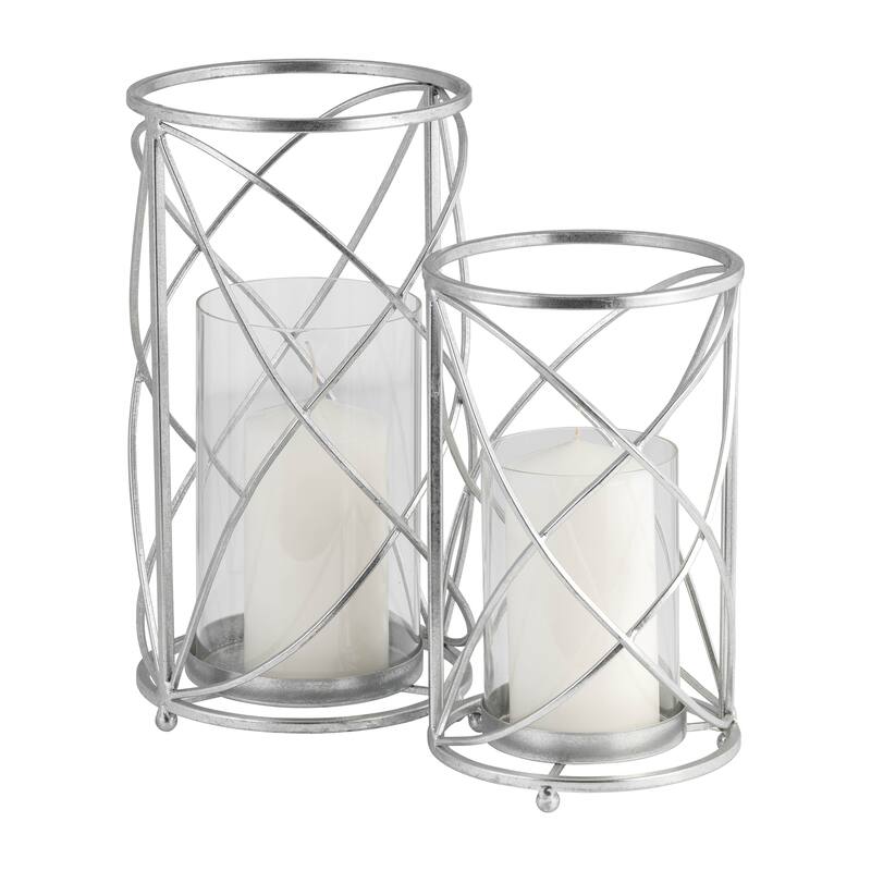 Metal Hurricane Candle Holder - Contemporary Rustic Pillar Candle Holder - Decorative Home Decor