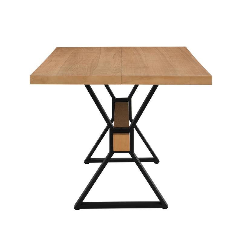 Farmhouse Design Rectangular Dining Table with X-Shaped Legs - Natural