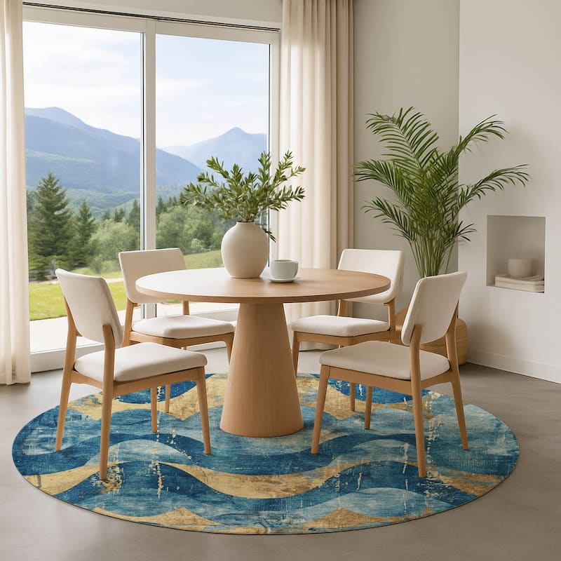 Premium Washable Super Soft Contemporary Mayfield Rug - Teal - 8' x 8'