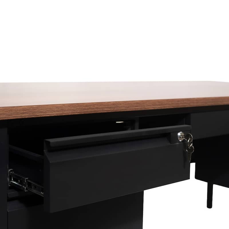 Commercial Double Pedestal Desk with 5 Locking Drawers