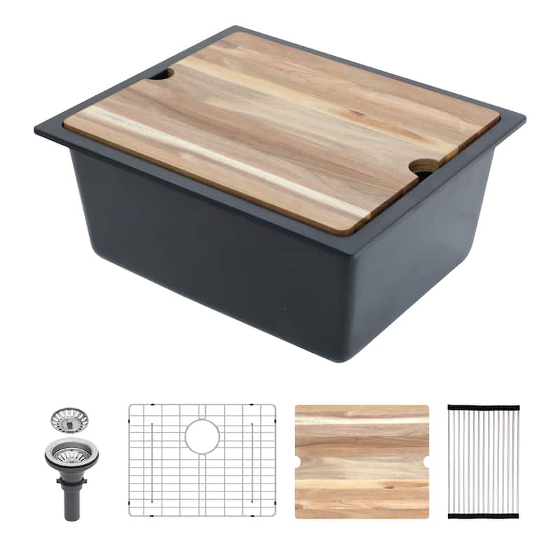 21" Undermount Single Bowl Quartz Kitchen Sink - 21'' x 18'' x 9.65''