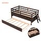 preview thumbnail 23 of 50, Elegant Low Loft Bed Twin Size with Trundle, Full Safety Fence, Climbing ladder and Storage Drawers, Solid & Sturdy, White