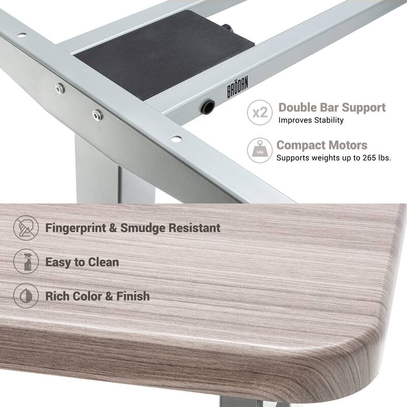 BRODAN Electric Standing Desk, Adjustable Height Office Desk, L Shape