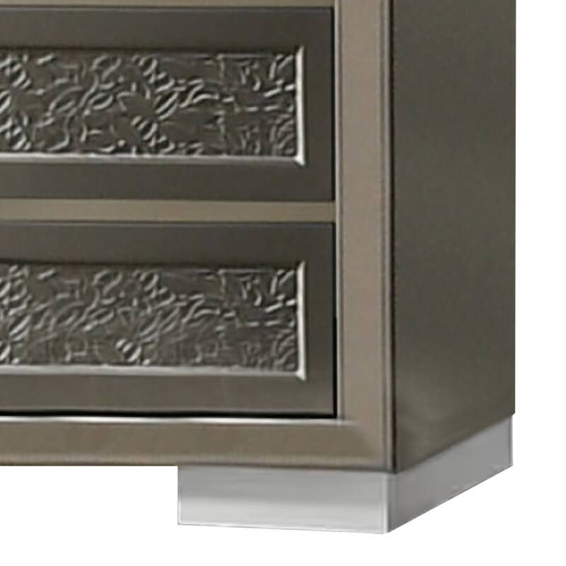 Levi 5 Drawer Tall Dresser Chest, Dark Gray Solid Wood, Bedroom Storage