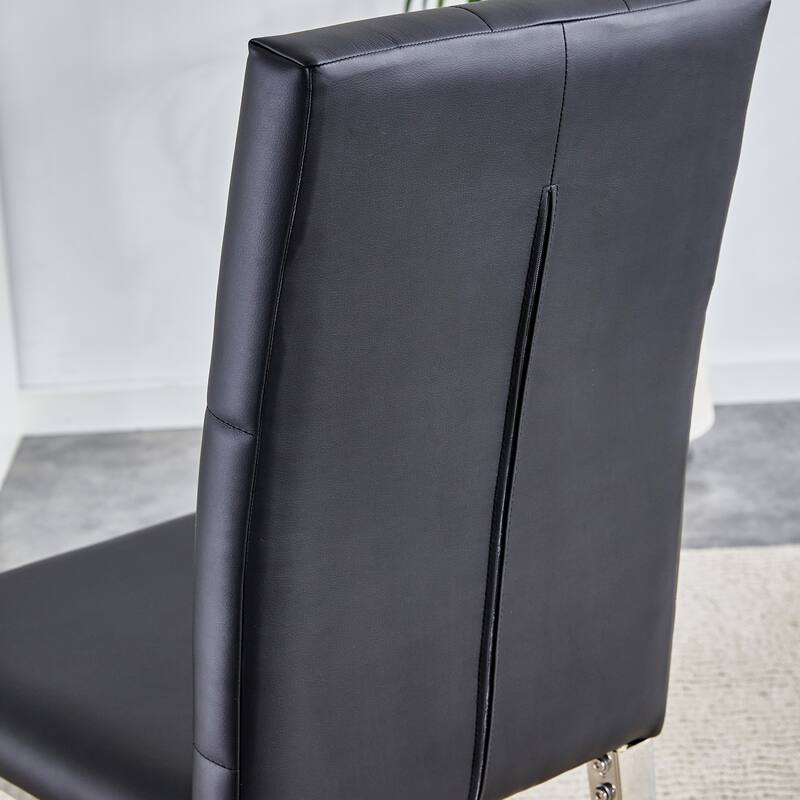 Modern 8 Piece PU Armless Dining Chair with Mesh Backrest, Seat Cushion, Metal Legs for Dining Room Kitchen Living Room Bedroom