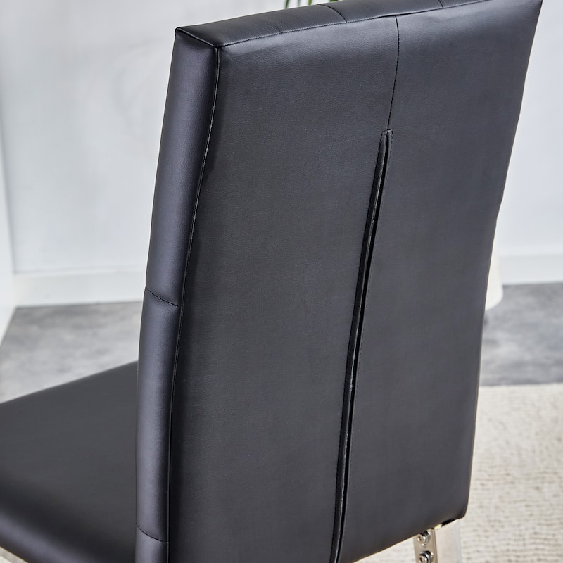 Roomfitters Black/Gray Armless Dining Chairs with Grid Buckle Back Design, Elegant Vintage Look Set of 4 for Dining Room,