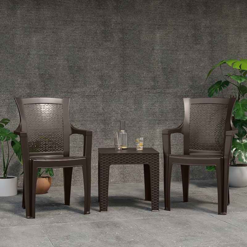 3-Piece Outdoor Bistro Set with Mira Chairs and Trillia Table