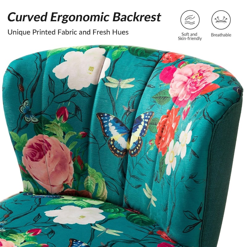 Almira Contemporary Upholstered Armless Side Chair with Tufted Back Set of 2 by HULALA HOME