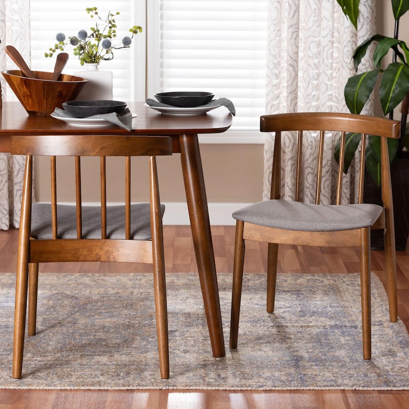 Mid-Century Beige Fabric Dining Chair Set by Baxton Studio