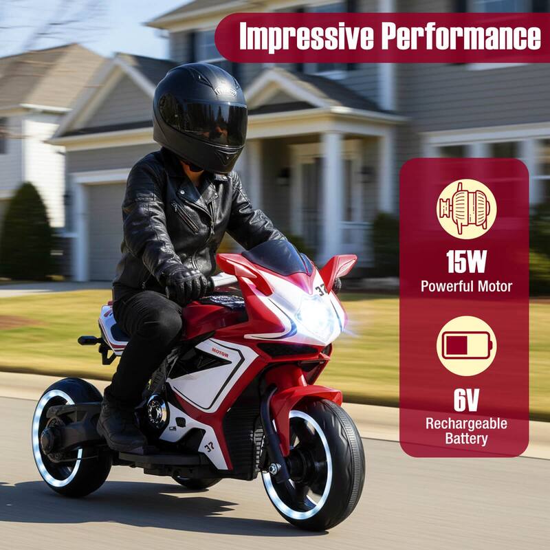 Costway Kids Ride on Motorcycle 6V Battery Powered Mini Electric - See Details