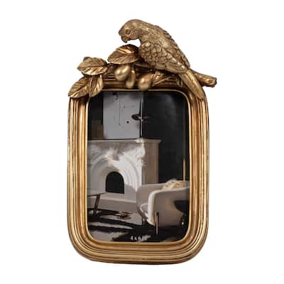 Sagebrook Home's Gold Resin Bird Photo Frame, 4x6, Enchanting Polyresin and Glass Elegance