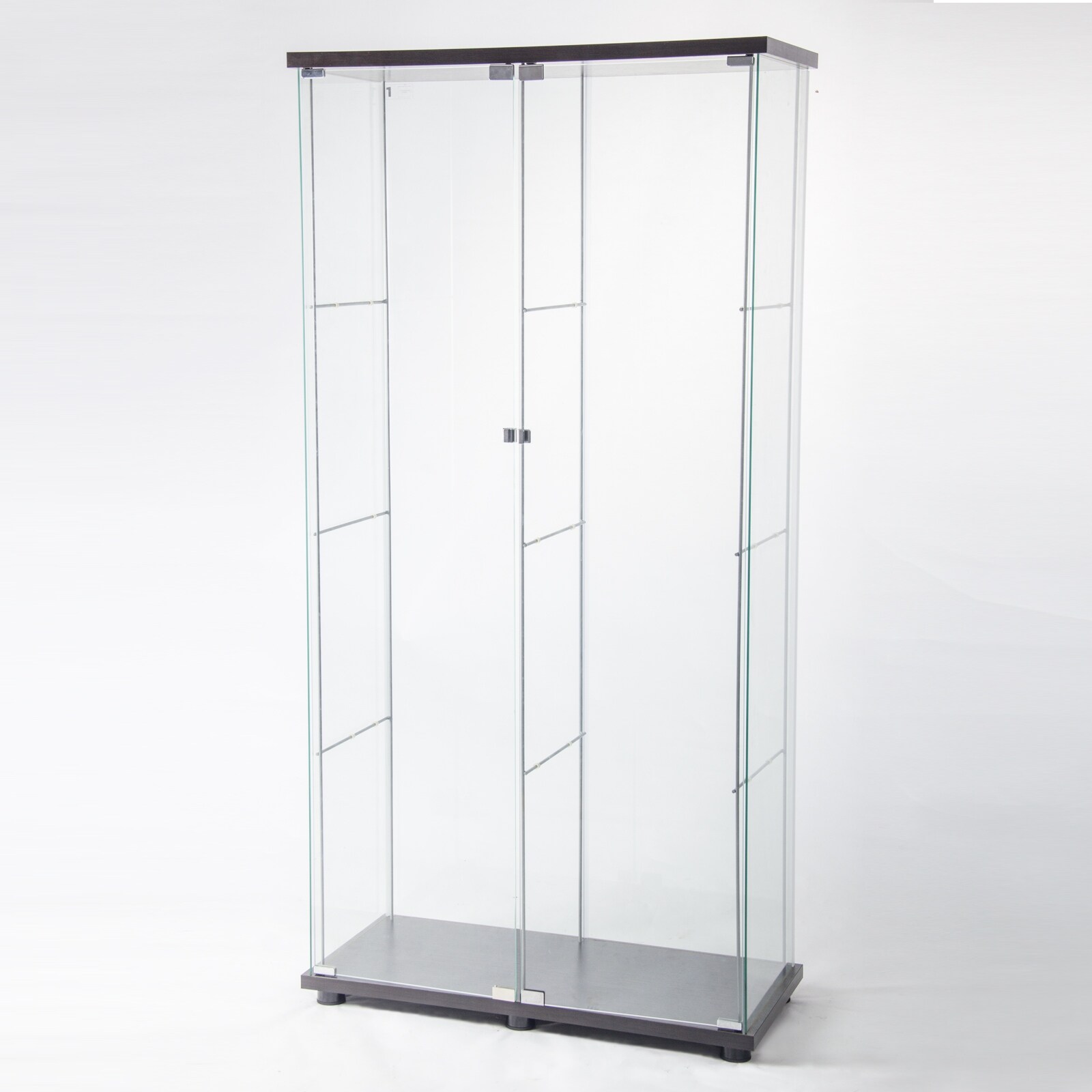 Glass Cabinet-b Glass Display Cabinet 4 Shelves with Door Black Floor Standing Curio Bookshelf in The Study for Living Room Bedroom Office 64” x 17”x 14.5”