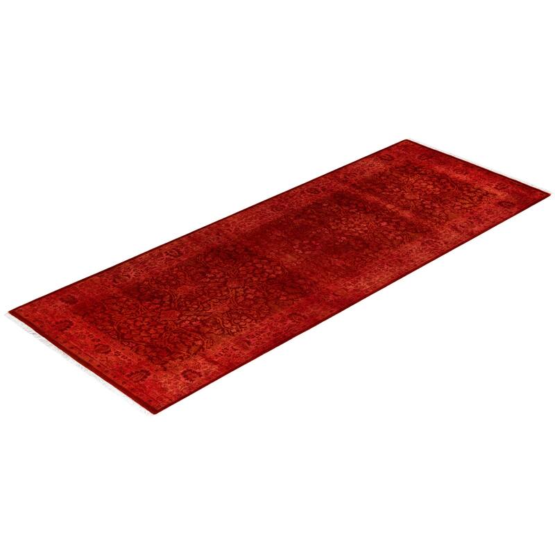 Contemporary Overdyed Wool Hand Knotted Runner - 3' 0" x 8' 3"